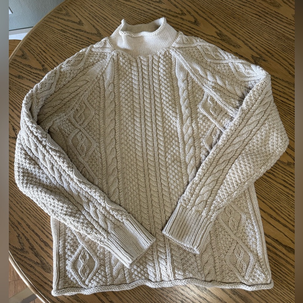 J. Crew Always cream cable knit roll neck sweater